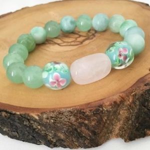 Handmade Bracelet- Rose Quartz + Green Aventurine